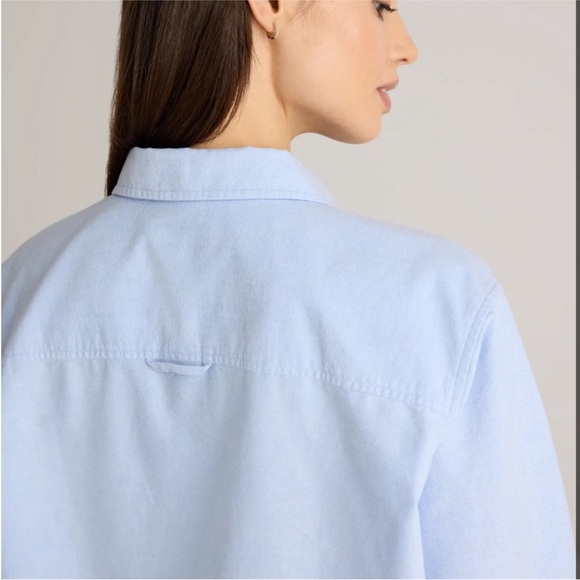 Quince Organic Cotton Relaxed Oxford Shirt Pale Blue Medium Button Down Top - Picture 4 of 13
